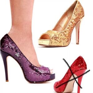 Ellie Purple Sequin Open Toe High Heels 8M
